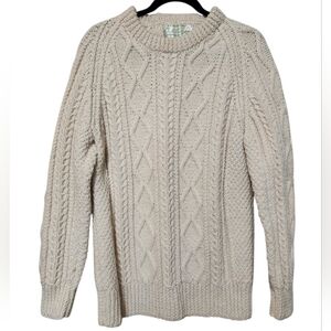 VINTAGE Aran Hand Knit by Quill Knit 100% Pure Wool Ireland Sweater Large